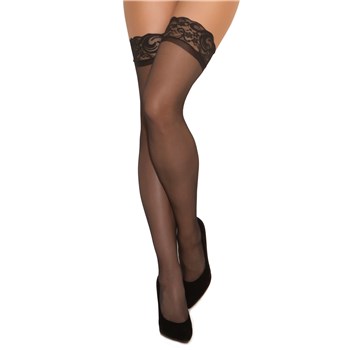 Sheer Lace Top Stockings black front