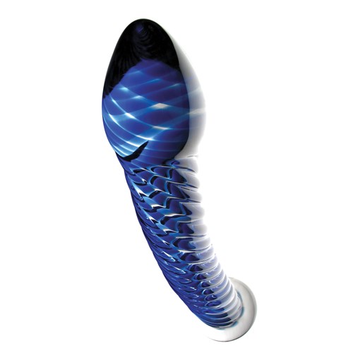 Icicles No. 29 Blue Wave G-Spot Dildo close up of head