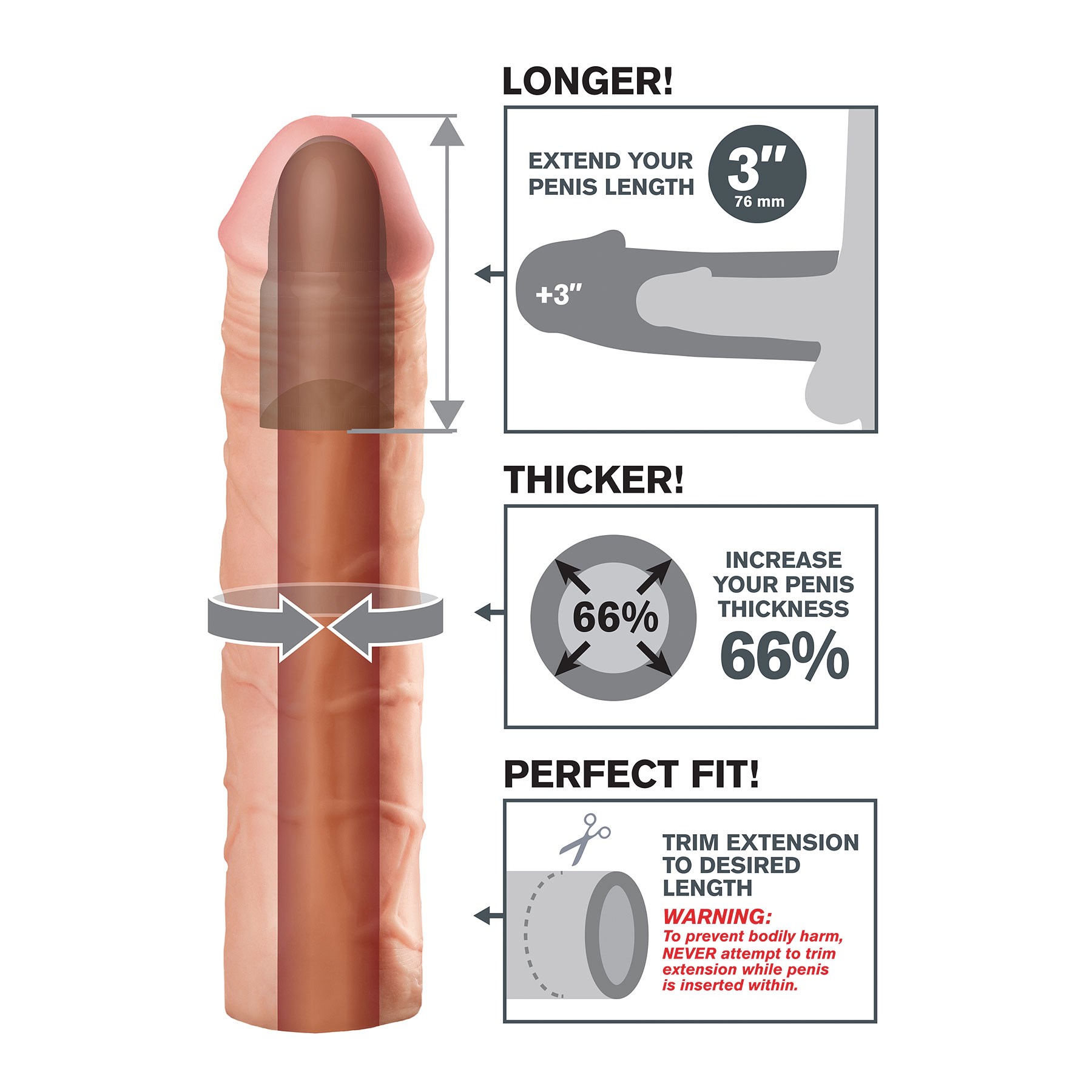 Mega 3" Extension showing size