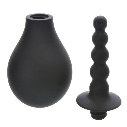 Adam & Eve Smooth & Easy Silicone Douche broken down into 2 pieces