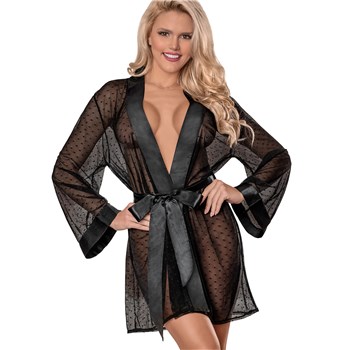 Unwrap Me Kimono Robe front black