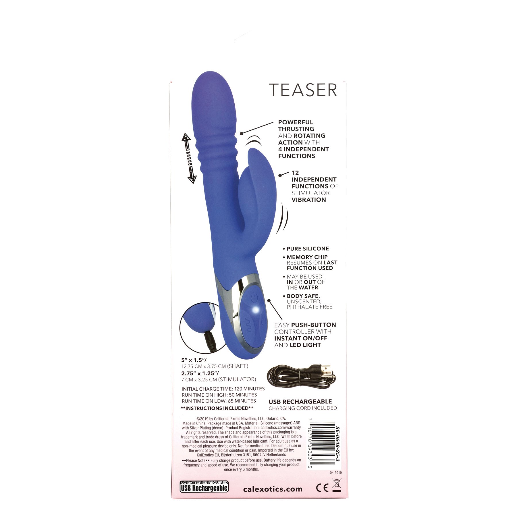 Enchanted Teaser Thrusting Rabbit Vibrator back of box