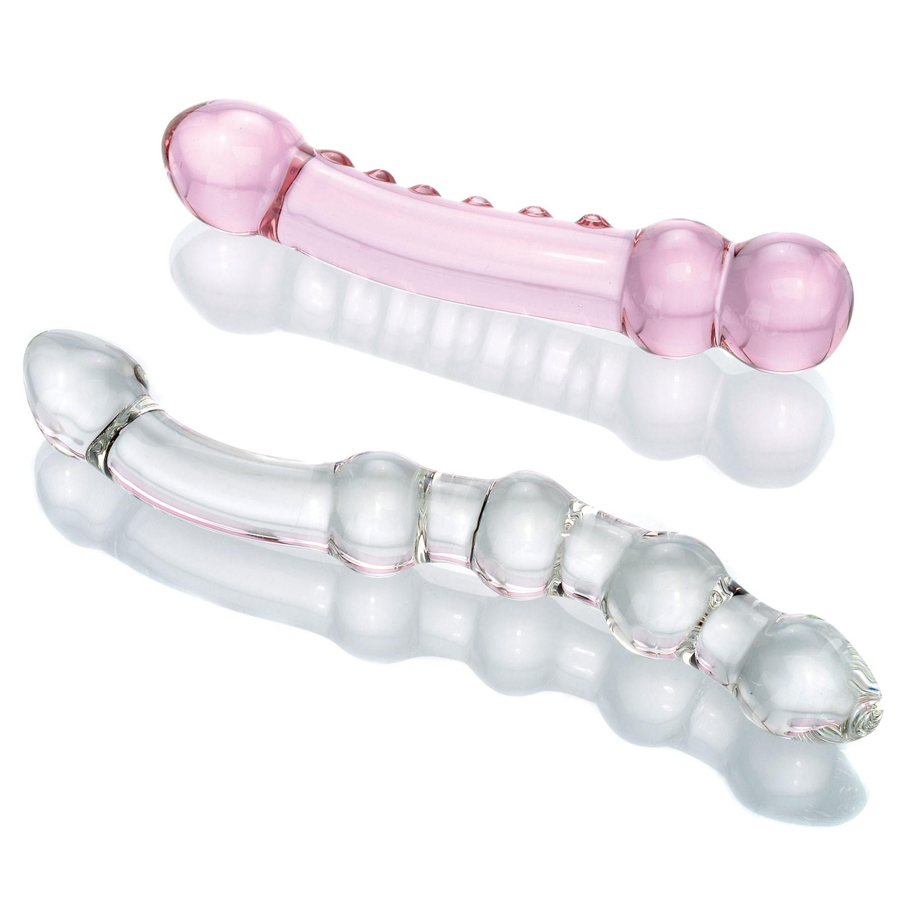 Glas 2 Piece Glass Dildo Pleasure Set table top shot