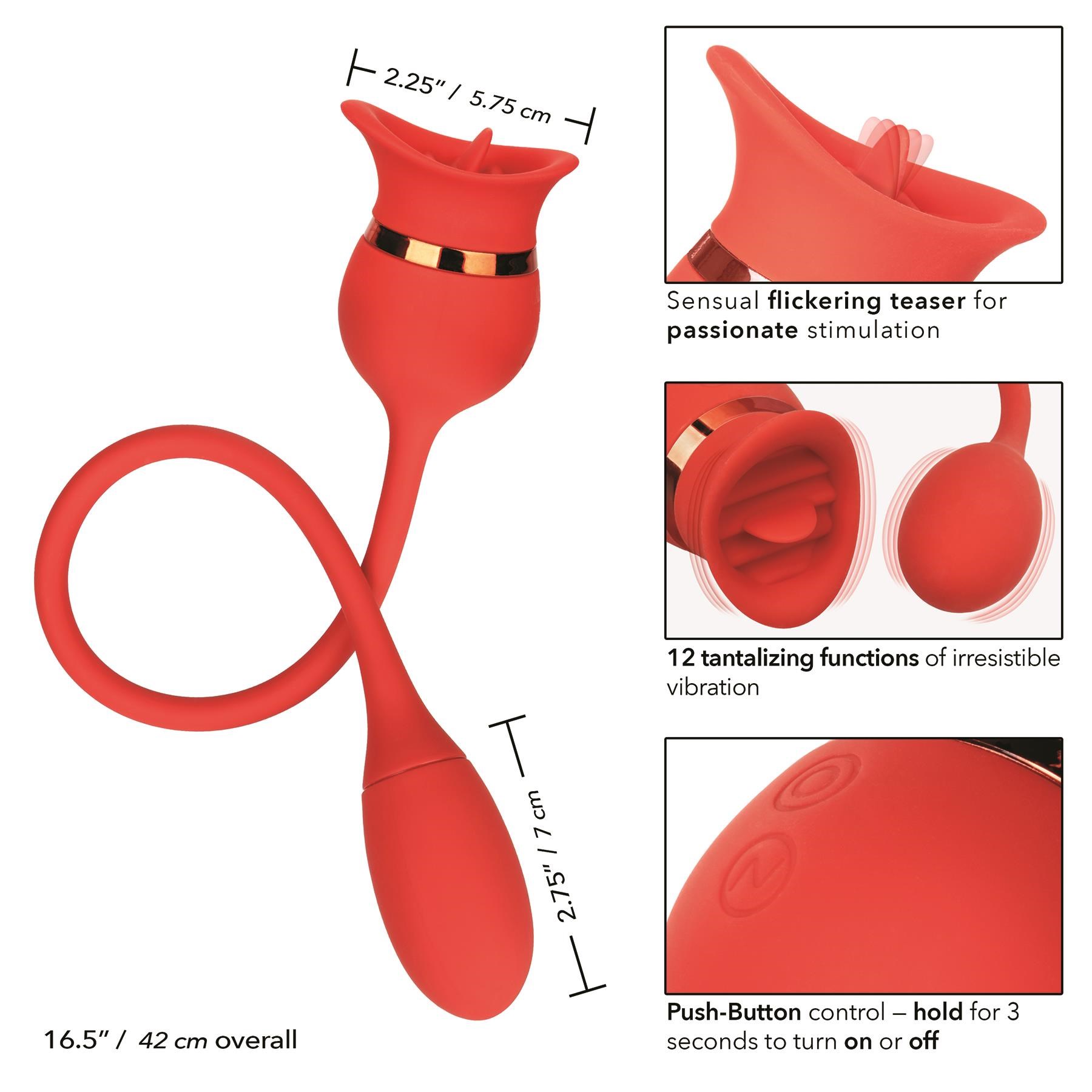 French Kiss Casanova Clitoral Simulator with Bullet Measurements