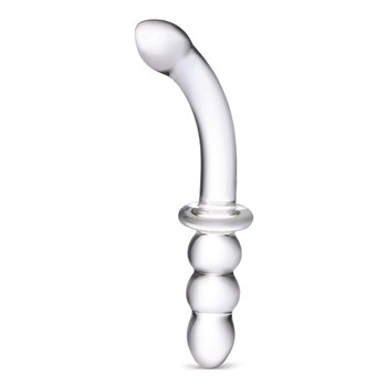 Glas 8 Inch Ribbed G-Spot Glass Dildo	Upright Product Shot