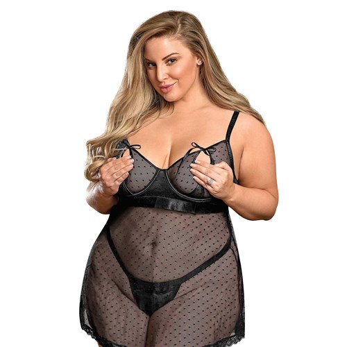 Unwrap me babydoll cropped front plus black