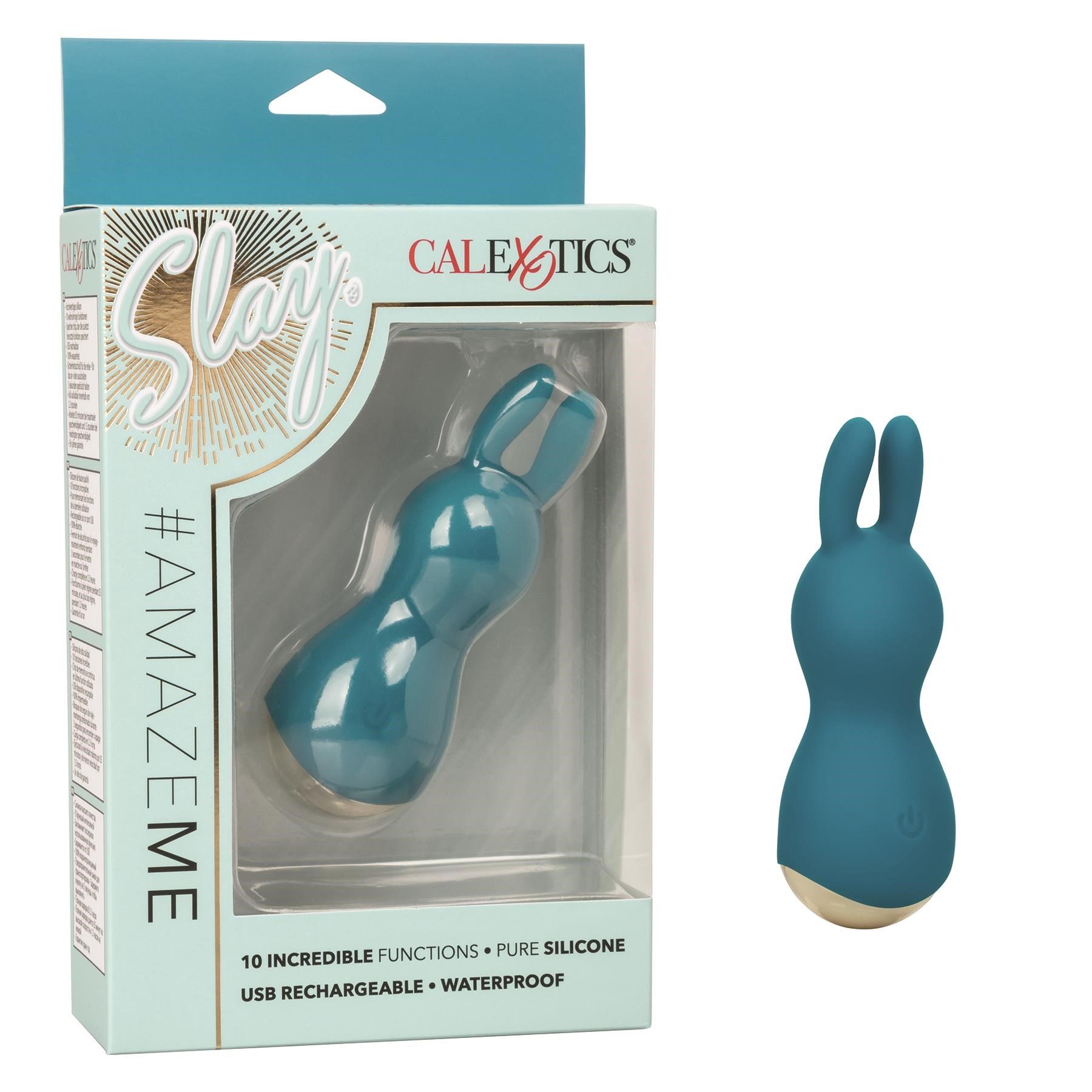 Slay #Amaze Me Mini Rabbit Vibrator Product and Packaging Shot