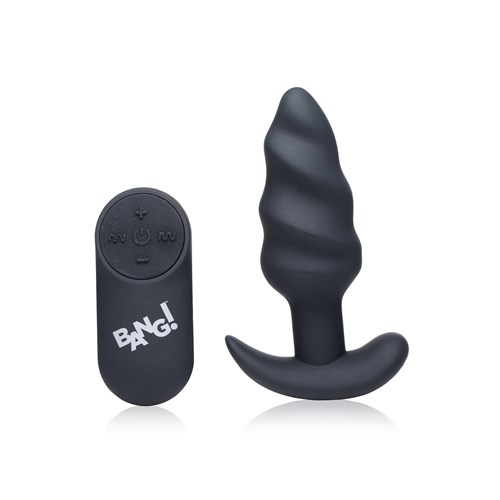 21X vibrating silicone swirl vibrating butt plug black