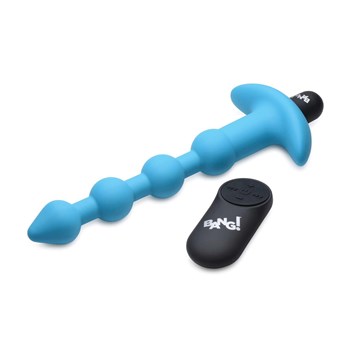 remote control vibrating silicone anal beads with remote blue color