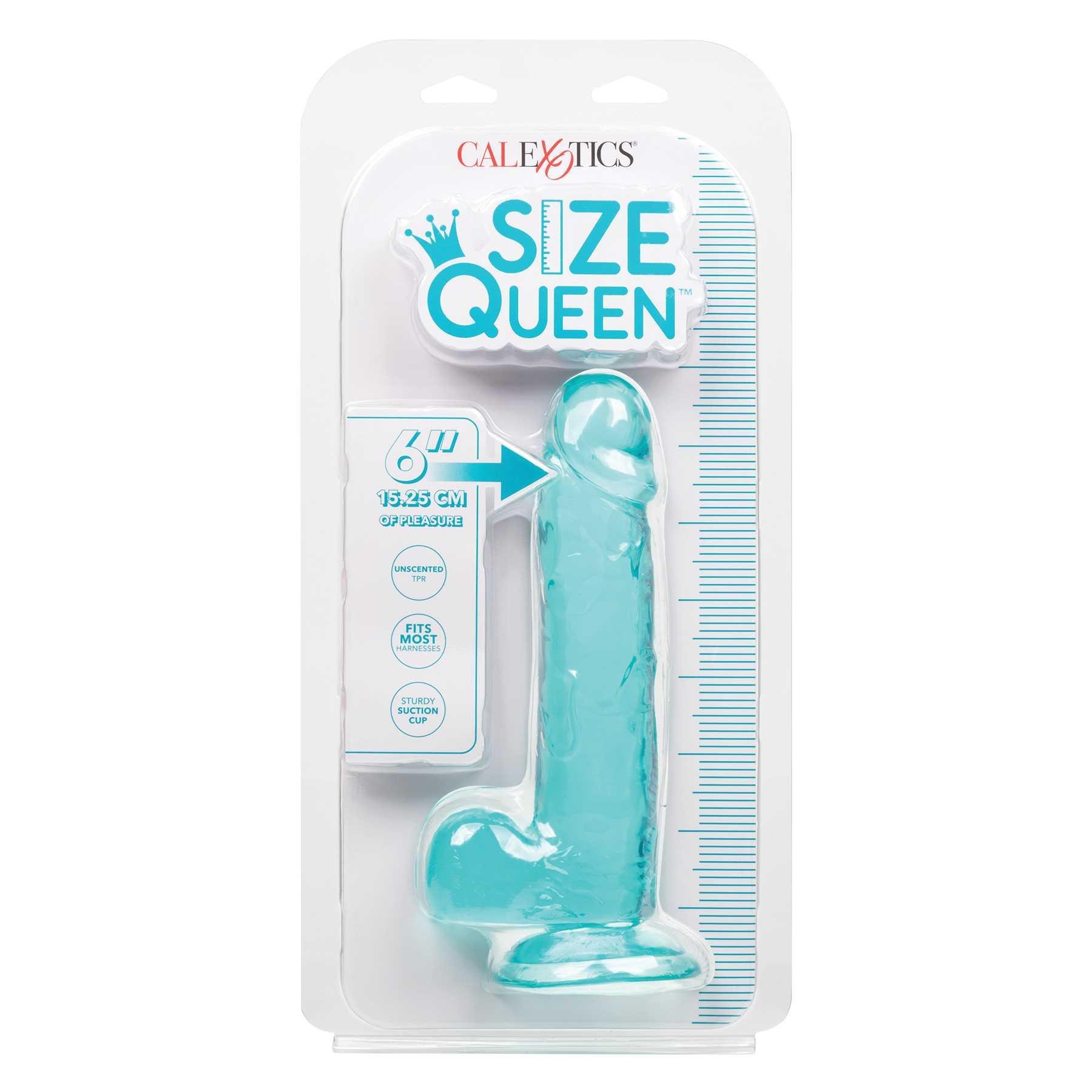 Size Queen 6 Inch Dildo Packaging Shot - Blue