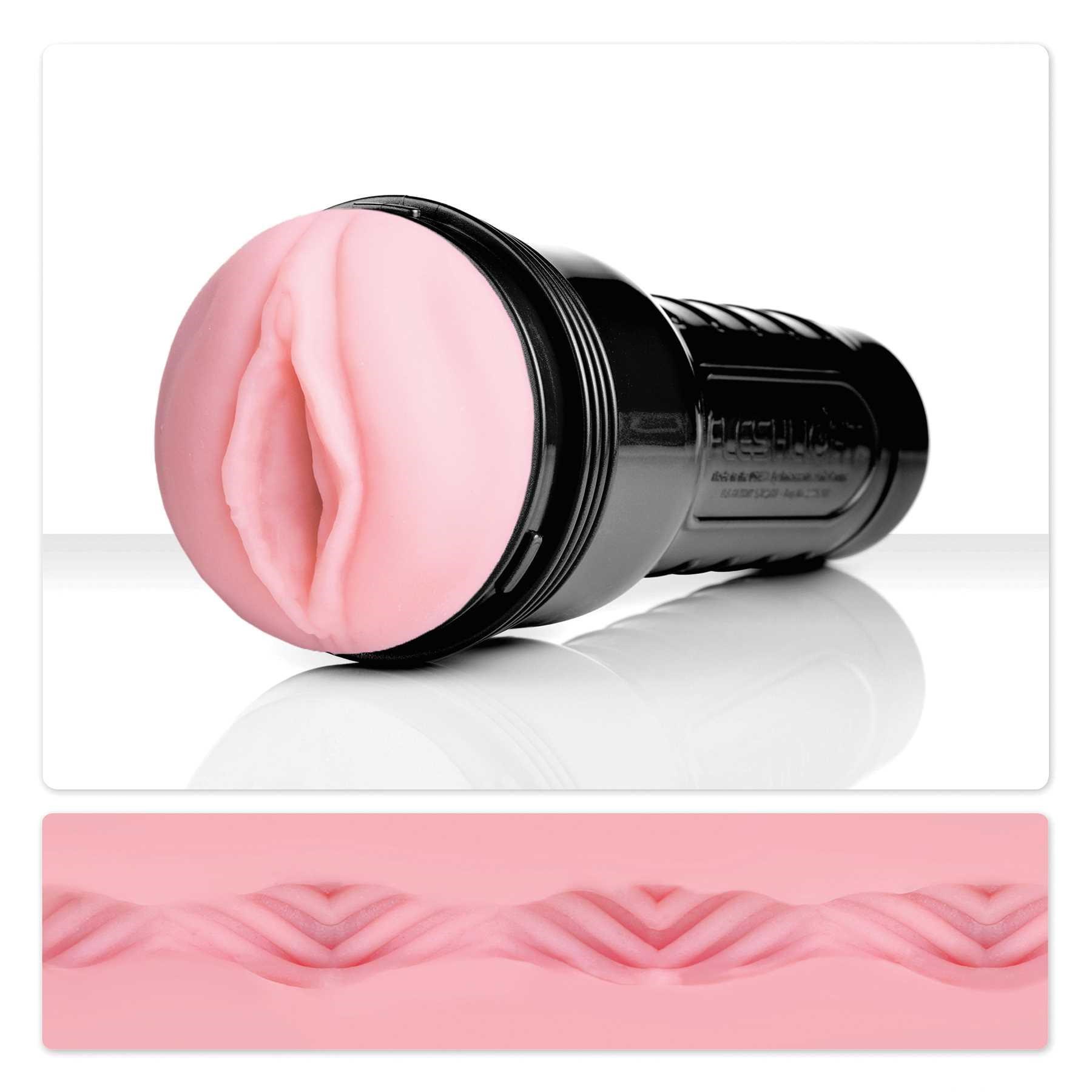 Fleshlight Pink Lady Vortex with cross-sectional view of internal canal