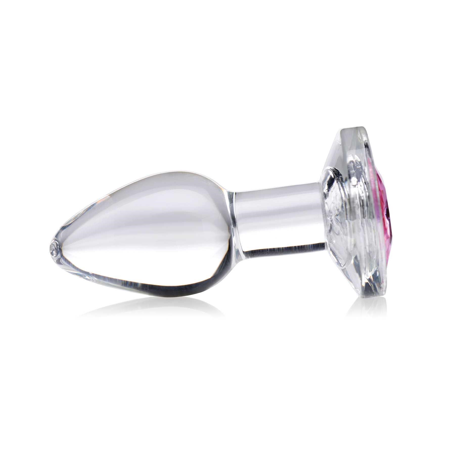 Booty Sparks Pink Gem Glass Anal Plug side view
