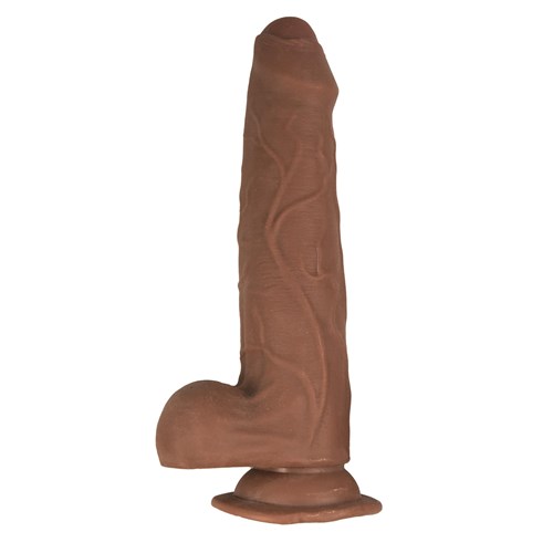 Realcocks 8.5 Inch Thin Tip Dual Layered Uncut Sliders Dildo - Product Shot #4 - Brown