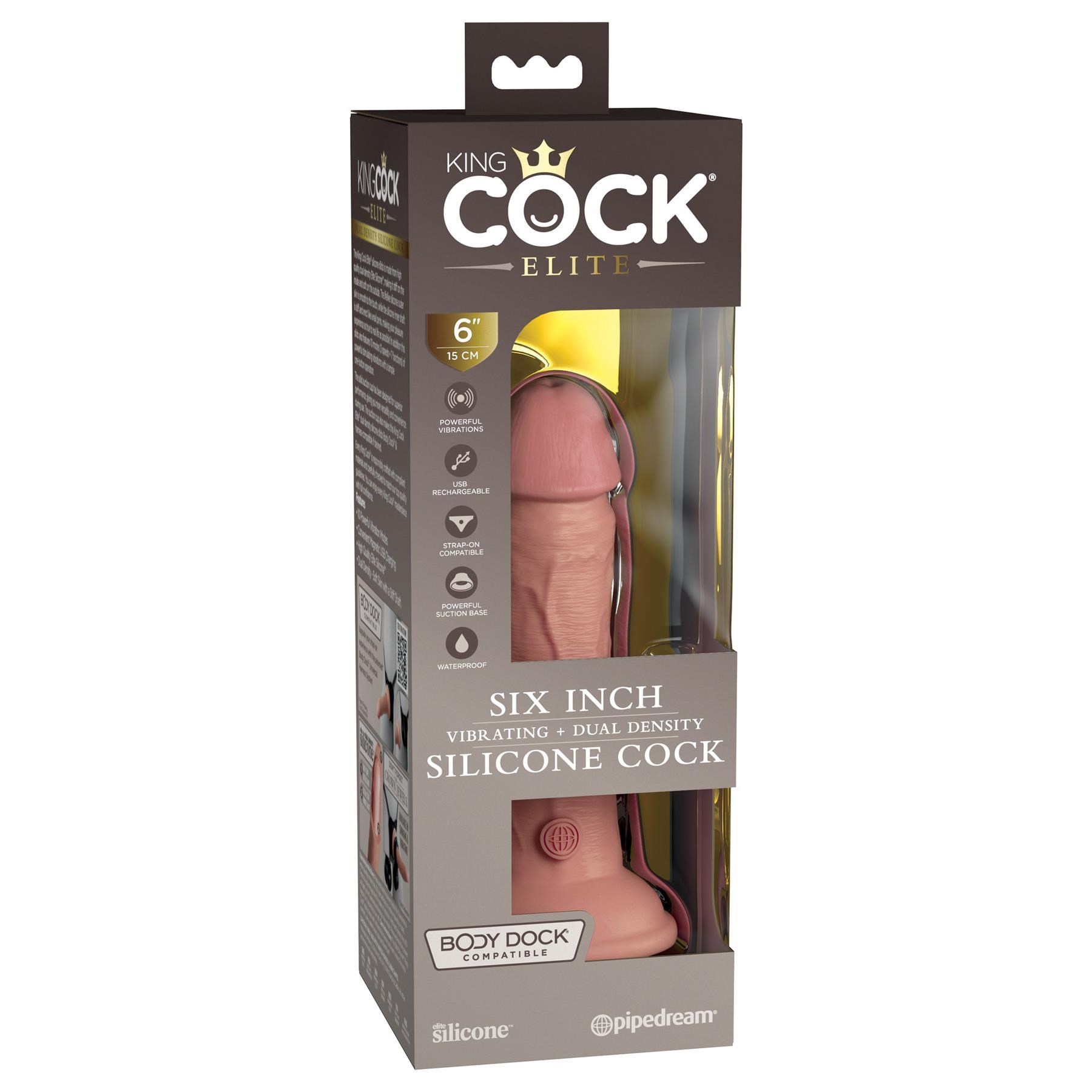 KingCock Elite 6 Inch Vibrating Dual Density Silicone Dildo - Packaging Shot #1