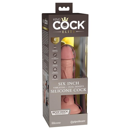 KingCock Elite 6 Inch Vibrating Dual Density Silicone Dildo - Packaging Shot #1