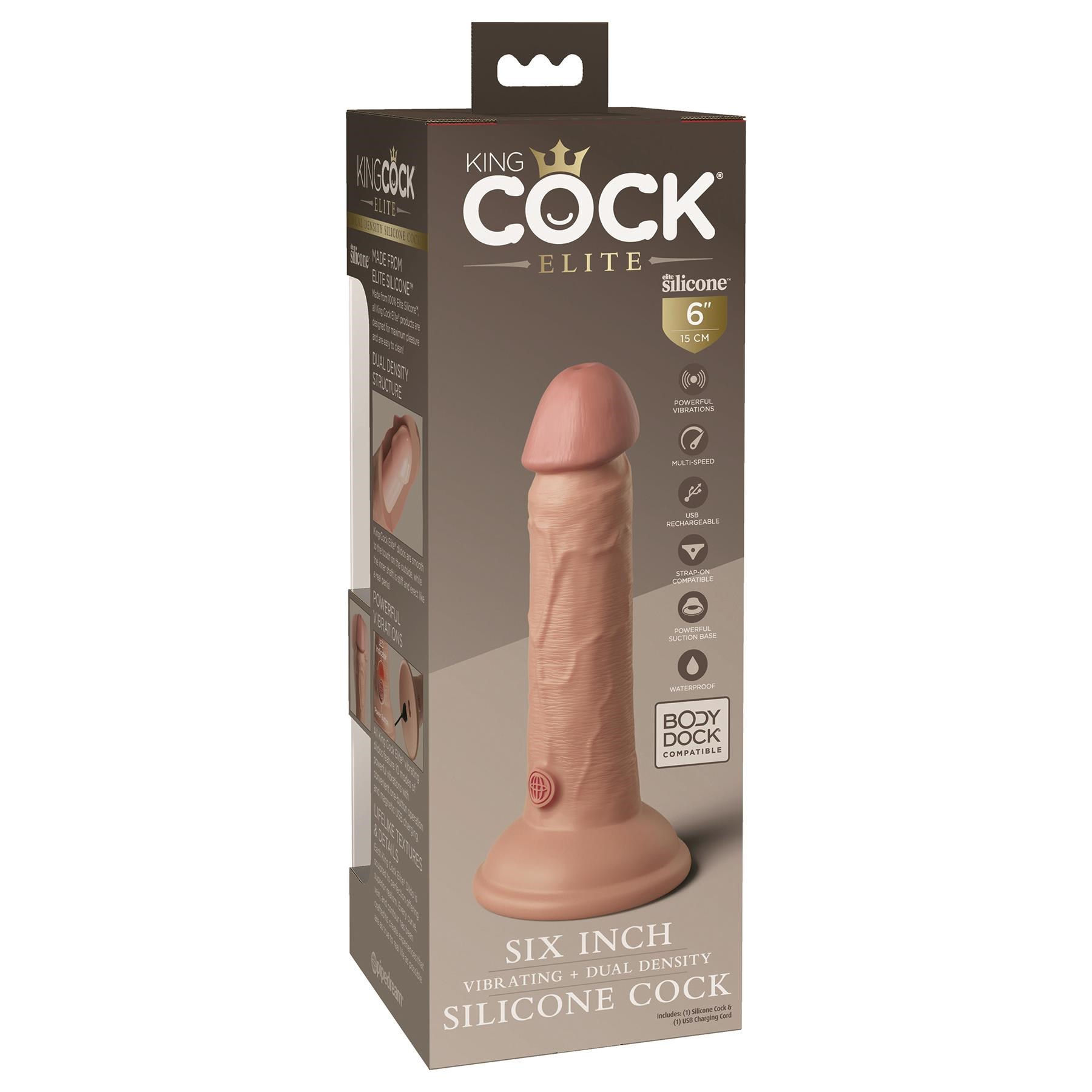 KingCock Elite 6 Inch Vibrating Dual Density Silicone Dildo - Packaging Shot #2