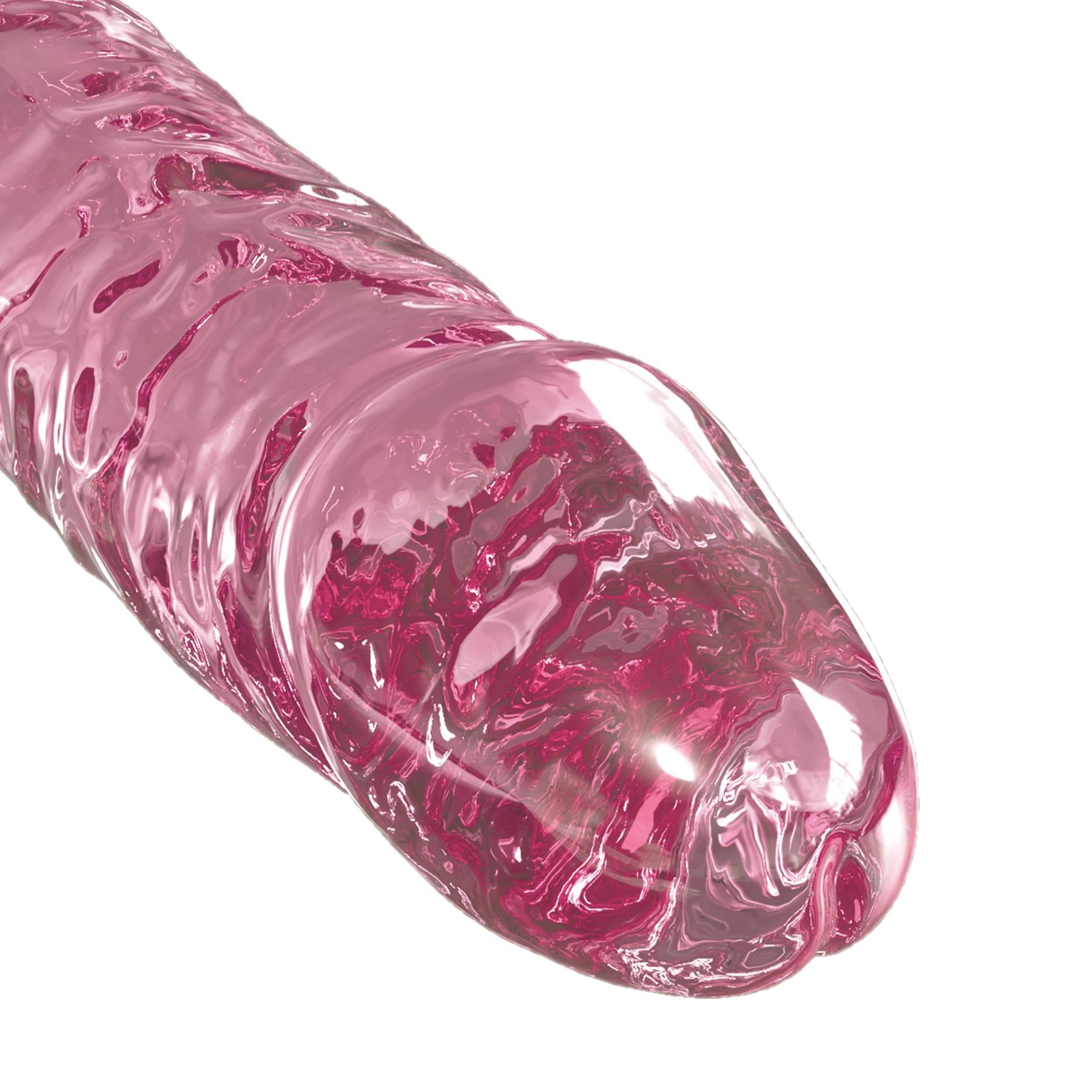 Icicles Realistic Pink Glass Dildo With Suction Cup - Close Up on Tip