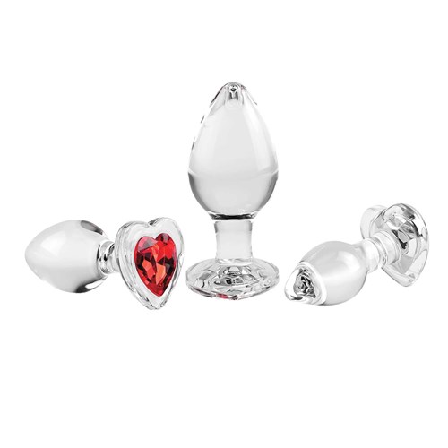 Red Heart Gem Glass Plug Set image 2