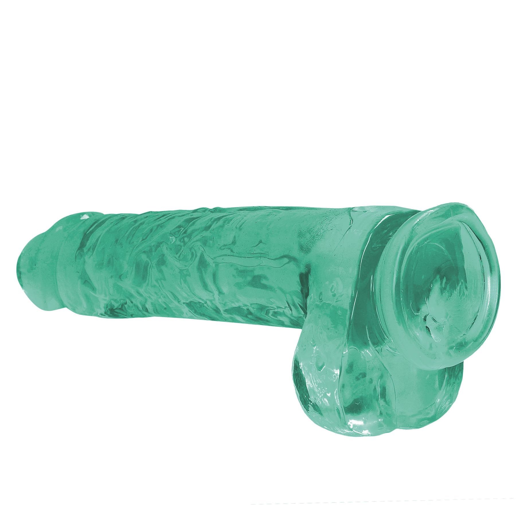 Realrock Realistic Dildo With Balls - 9 Inch - Product Shot Showing Suction Cup