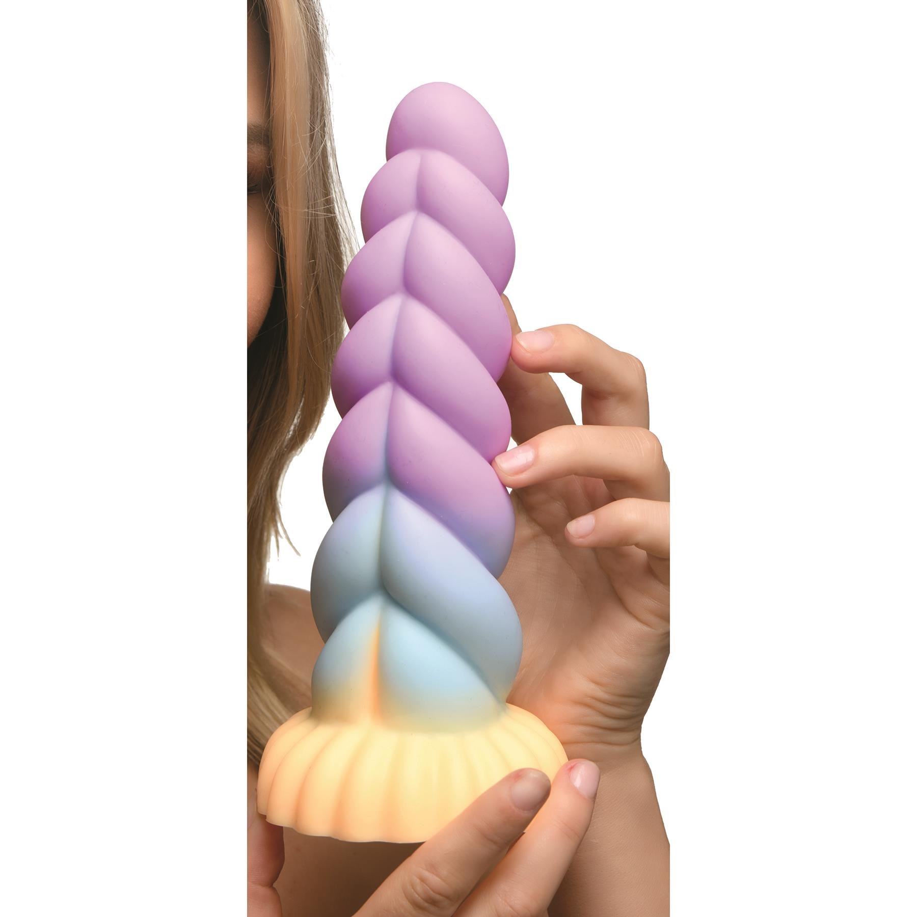 CreatureCocks Mystique Unicorn Dildo - Hand Shot to Show Size