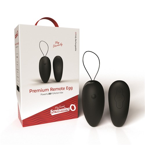 Screaming O Premium Rechargeable Remote Egg - Box and Product