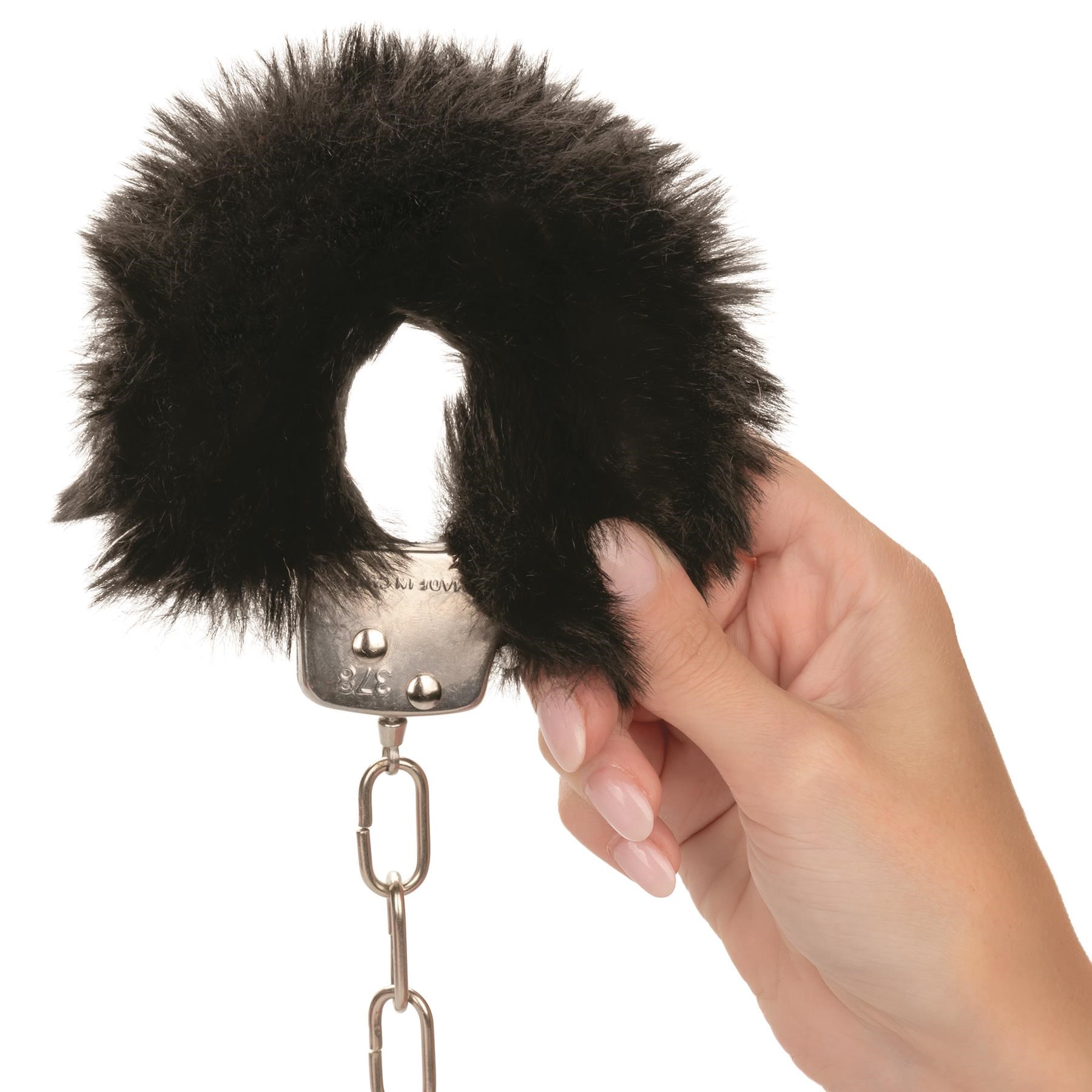 Ultra Furry Cuffs - Hand Shot - Black