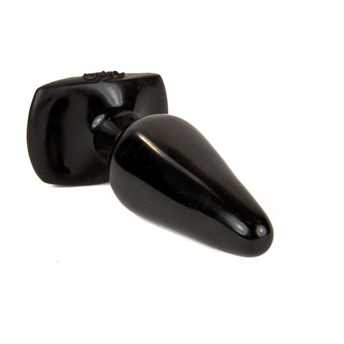 Black Latex Butt Plug - Medium - laying down right