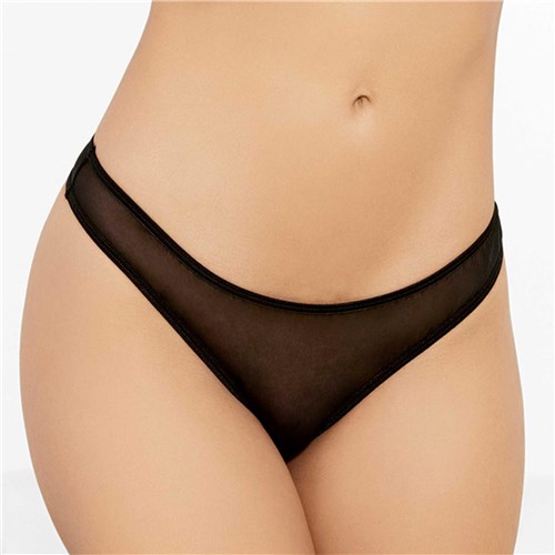 Satin Bow Thong front cropped  black o/s