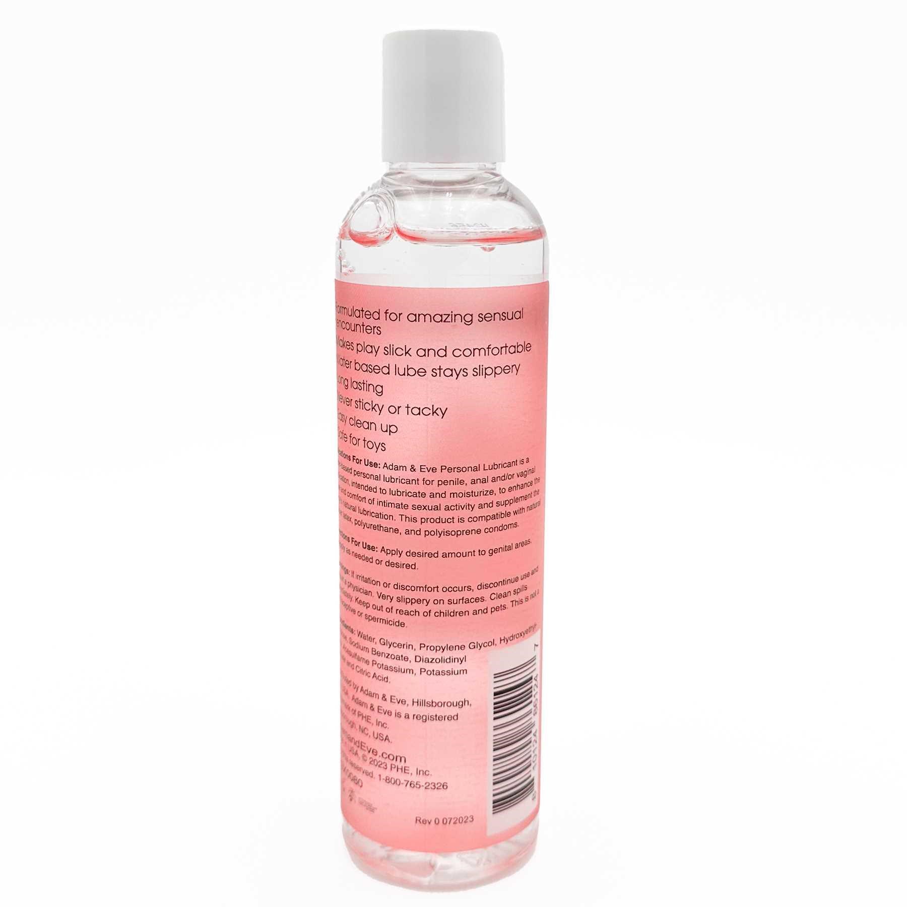 Adam & Eve Forbidden Anal Lubricant 8 oz back of bottle