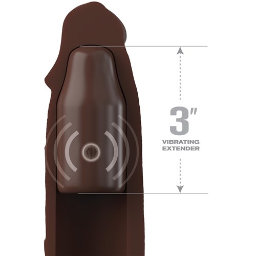 Fantasy Extensions Elite 3" Vibrating Mega Extension - Inside Showing Extension Tip - Brown