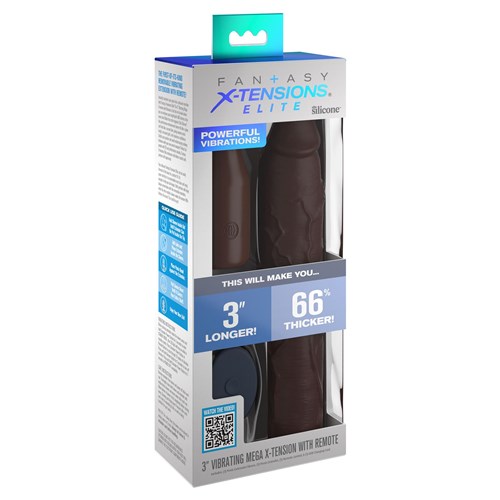 Fantasy Extensions Elite 3" Vibrating Mega Extension - Packaging Shot - Brown