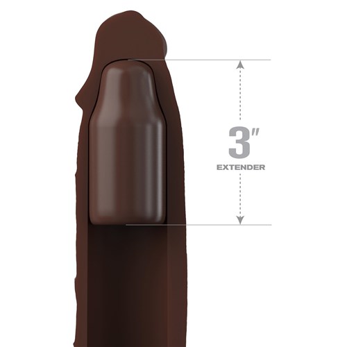 Fantasy X-Tensions Elite 3" Silicone Extension - Inside Showing Extension Tip - Brown