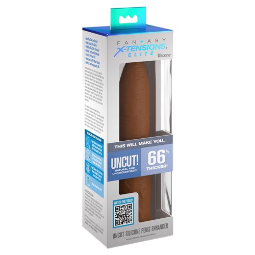 Fantasy X-Tensions Elite Uncut Silicone Penis Enhancer - Packaging Shot - Tan