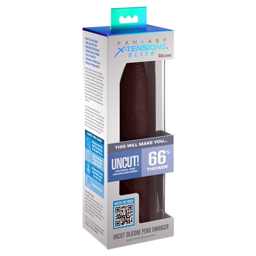 Fantasy X-Tensions Elite Uncut Silicone Penis Enhancer - Packaging Shot - Brown