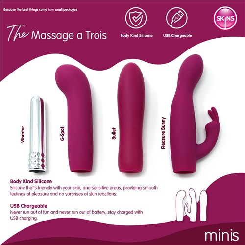 Skins Minis Massage A Trois Vibrator Set - Information and Description