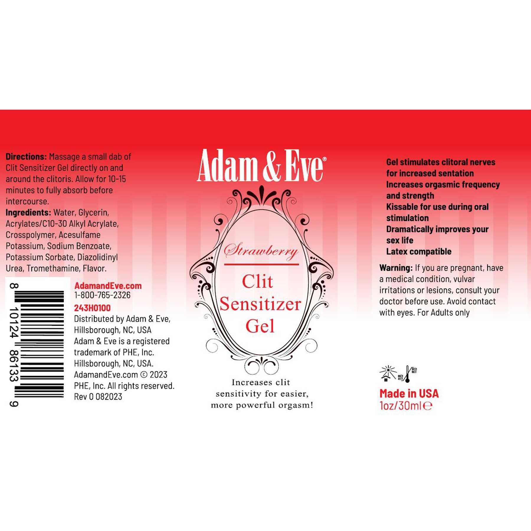 A&E STRAWBERRY CLIT SENSITIZER label