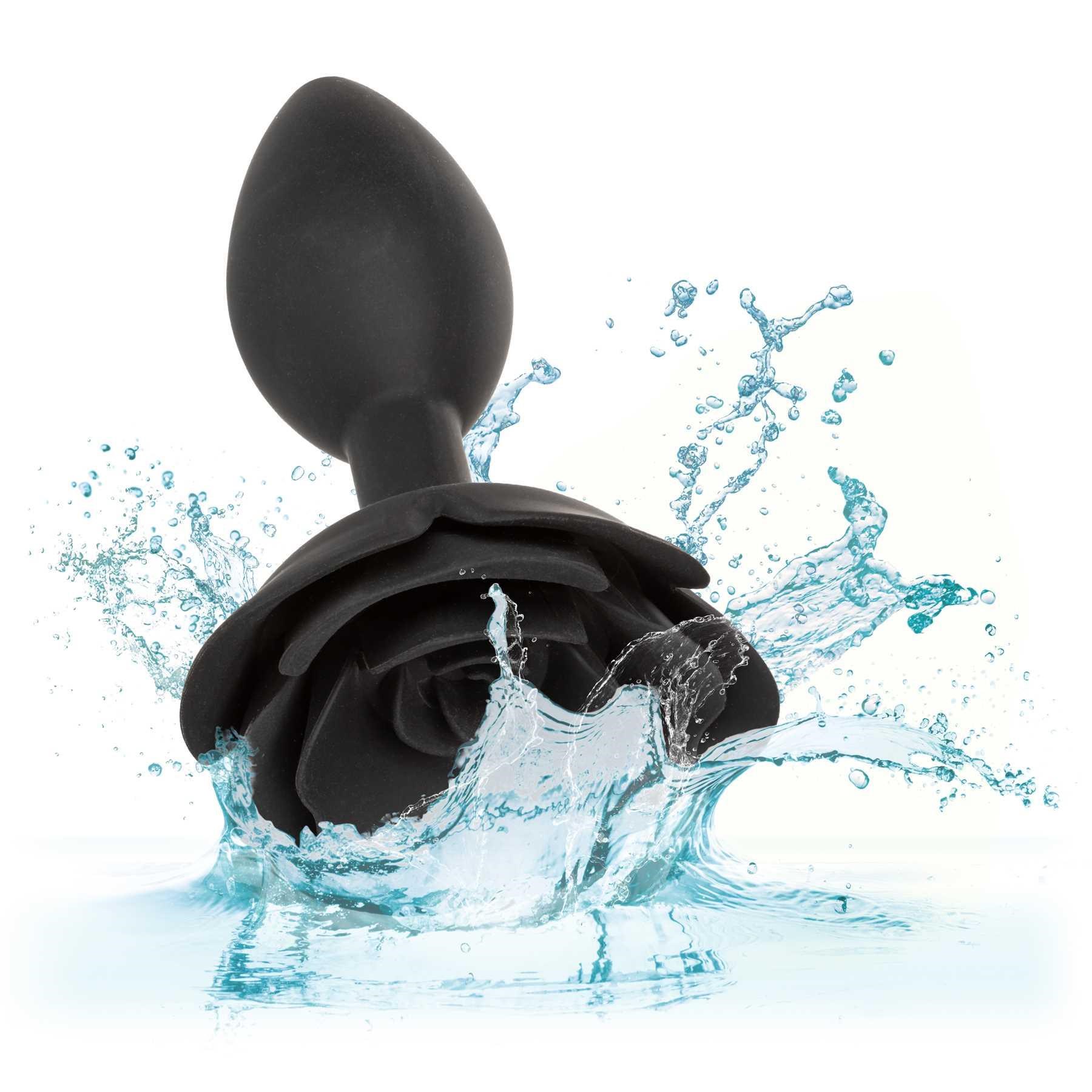 Forbidden Large Rose Anal Plug displaying splashproof feature