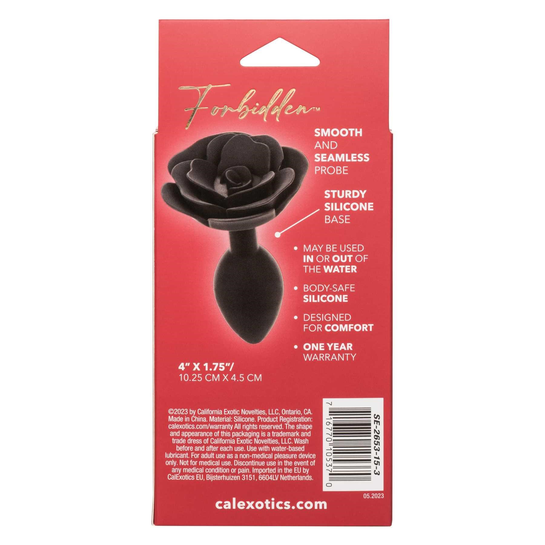 Forbidden Large Rose Anal Plug back of box