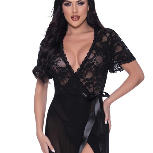 PURE BLISS ROBE & G-SET black front o/s cropped