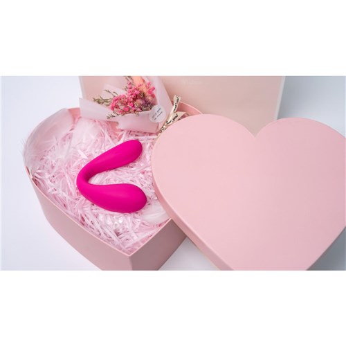 Lovense Dolce Bluetooth Dual Vibrator - Product Shot in Heart Box