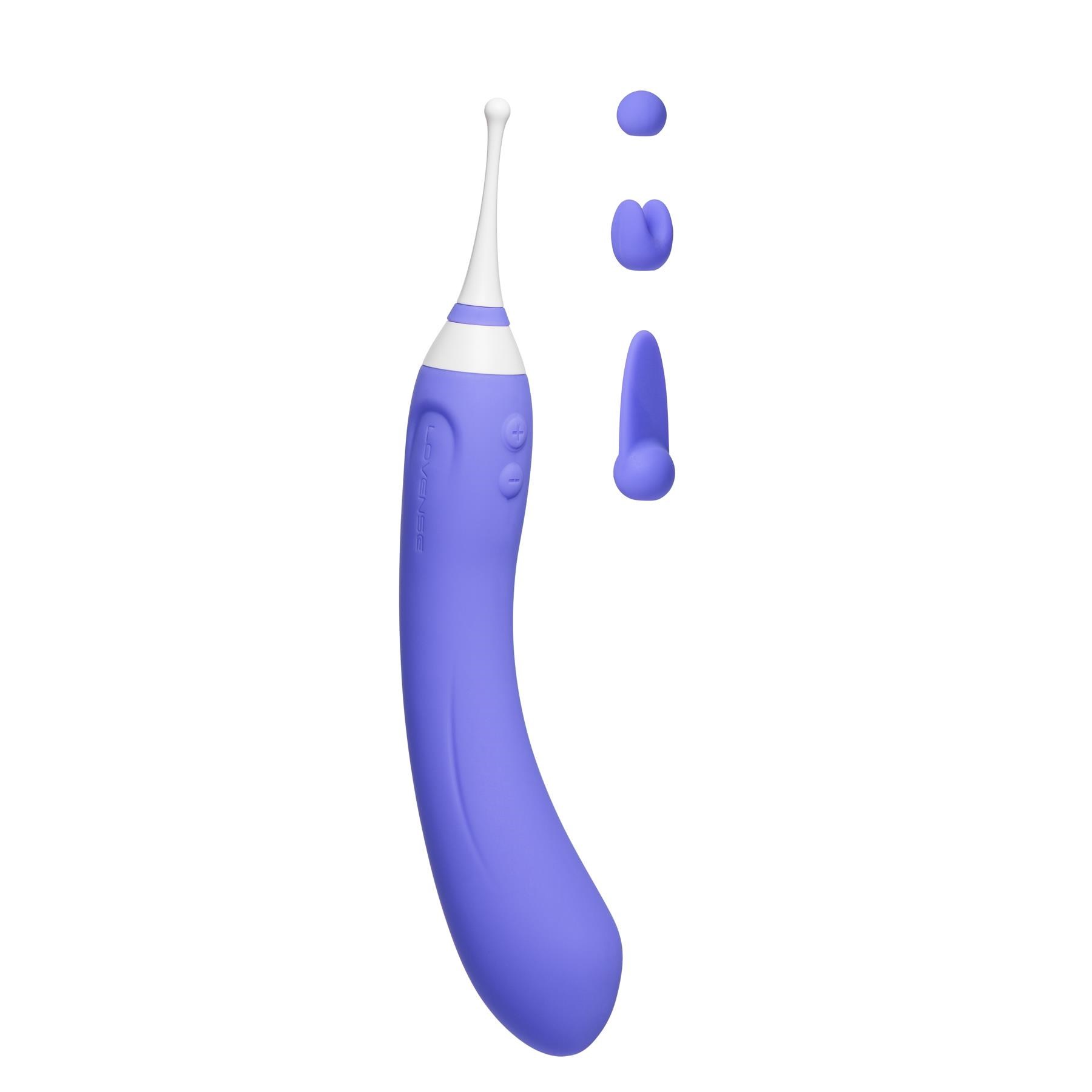 Lovense Hyphy Bluetooth Dual End Vibrator - Product Showing All Tips