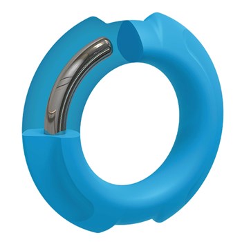 OptiMALE FlexiSteel C-Ring blue small showing inner steel core