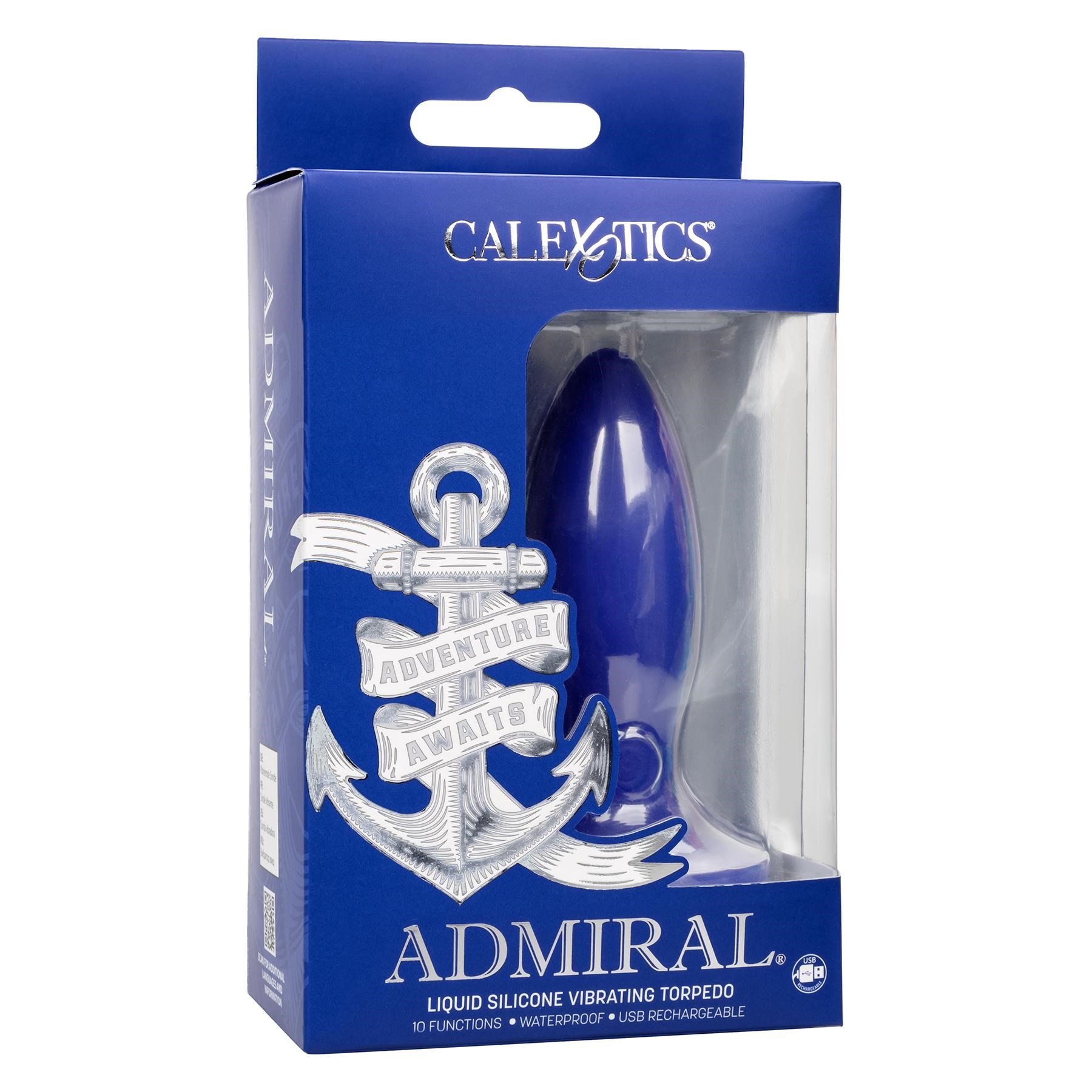 Admiral Liquid Silicone Vibrating Torpedo Anal Plug - Packaging