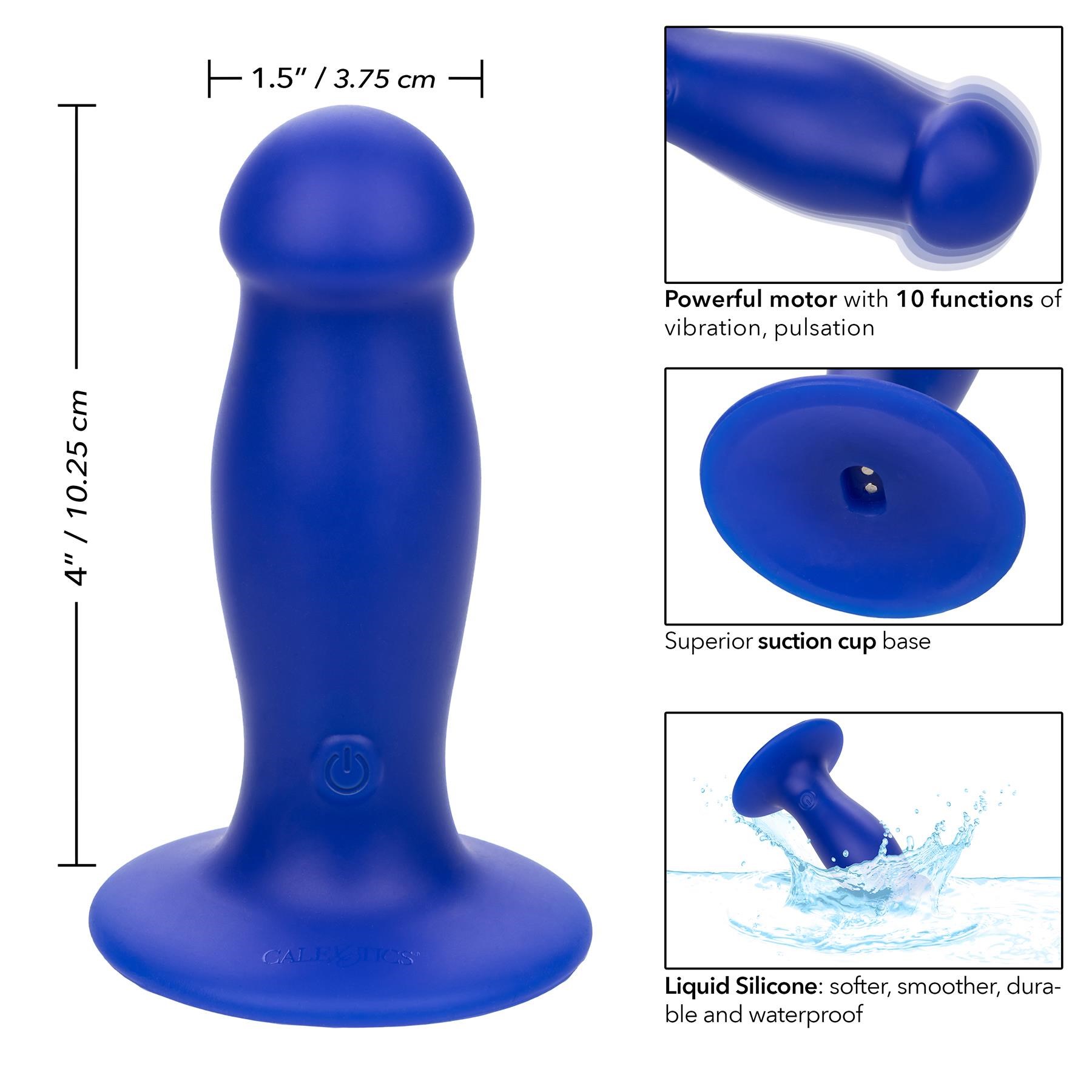 Admiral Liquid Silicone Vibrating First Mate Anal Plug - Instructions and Dimensions