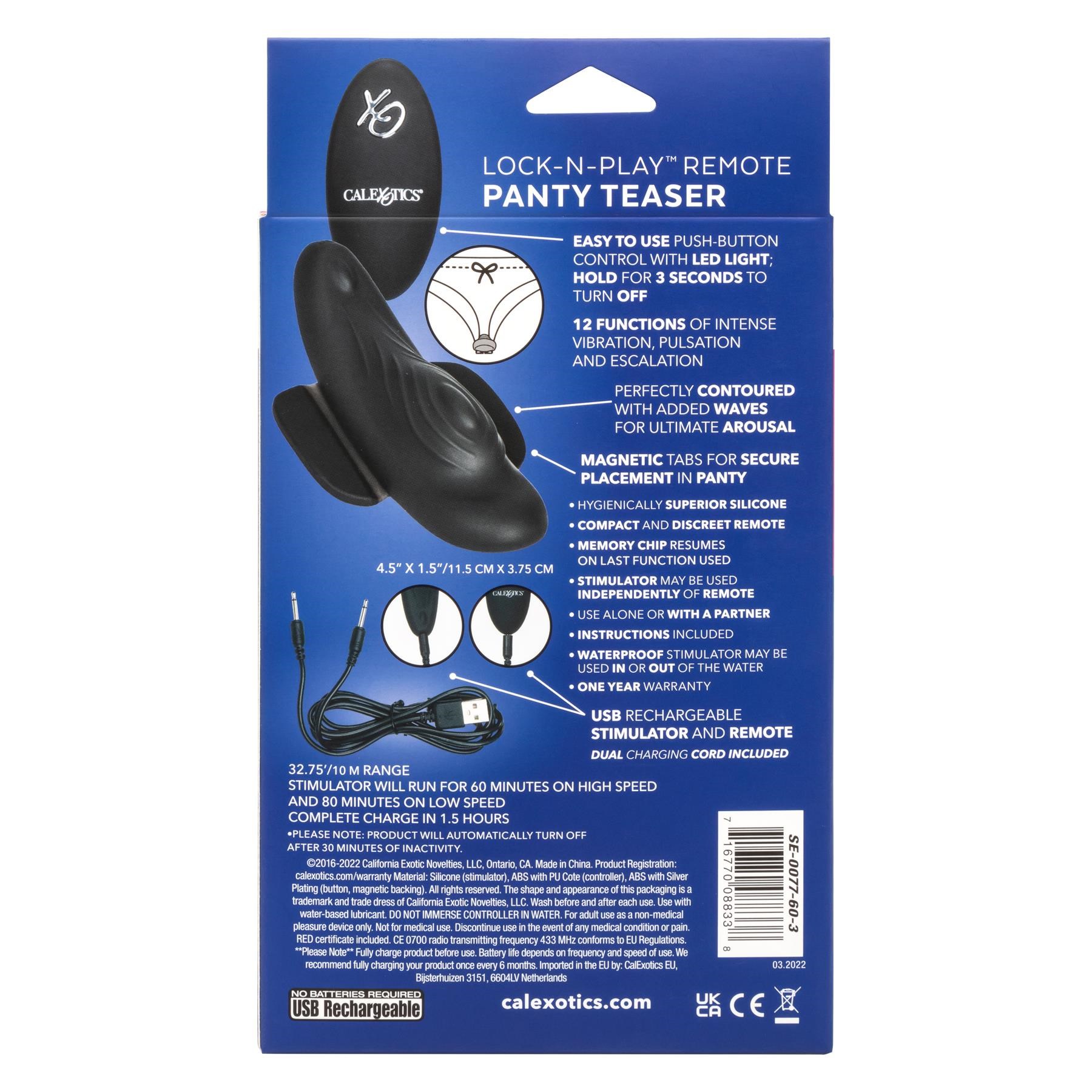 Lock-N-Play Remote Panty Teaser - Packaging - Back