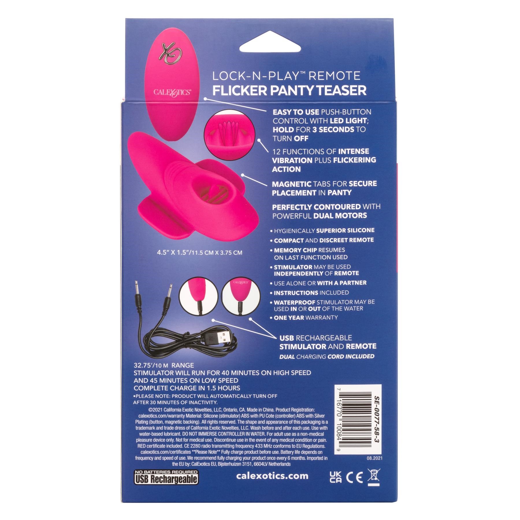 Lock-N-Play Remote Flicker Panty Teaser - Packaging - Back