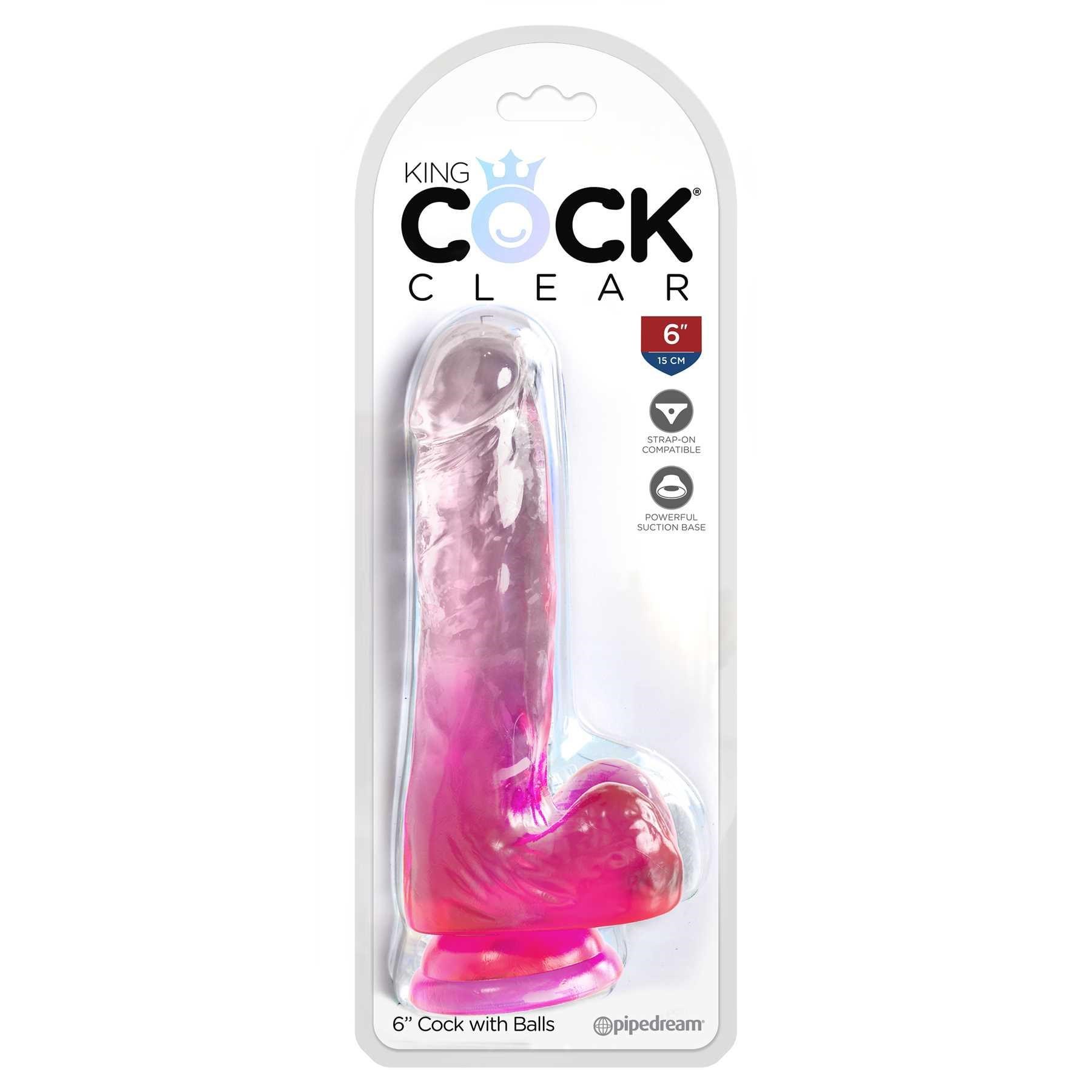 King Cock Clear Cock with Balls Pink box