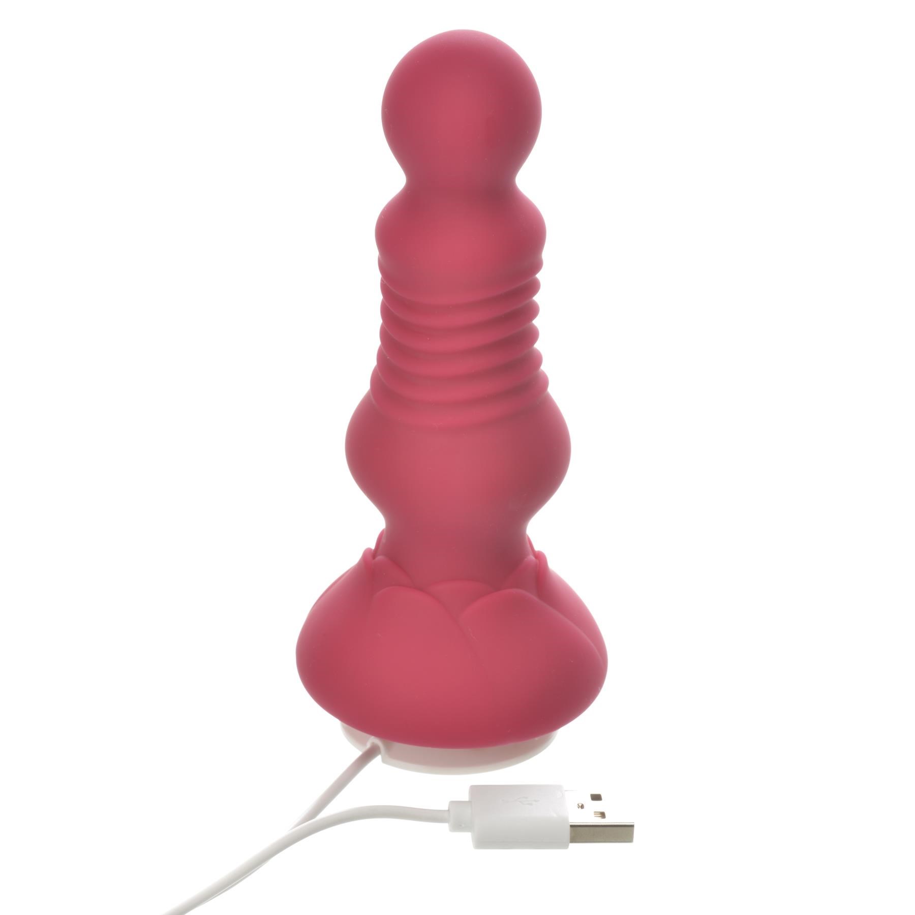 Rosegasm Thrusting Rosebud Remote Control Anal Plug- Showing Where Charging Cable is Placed