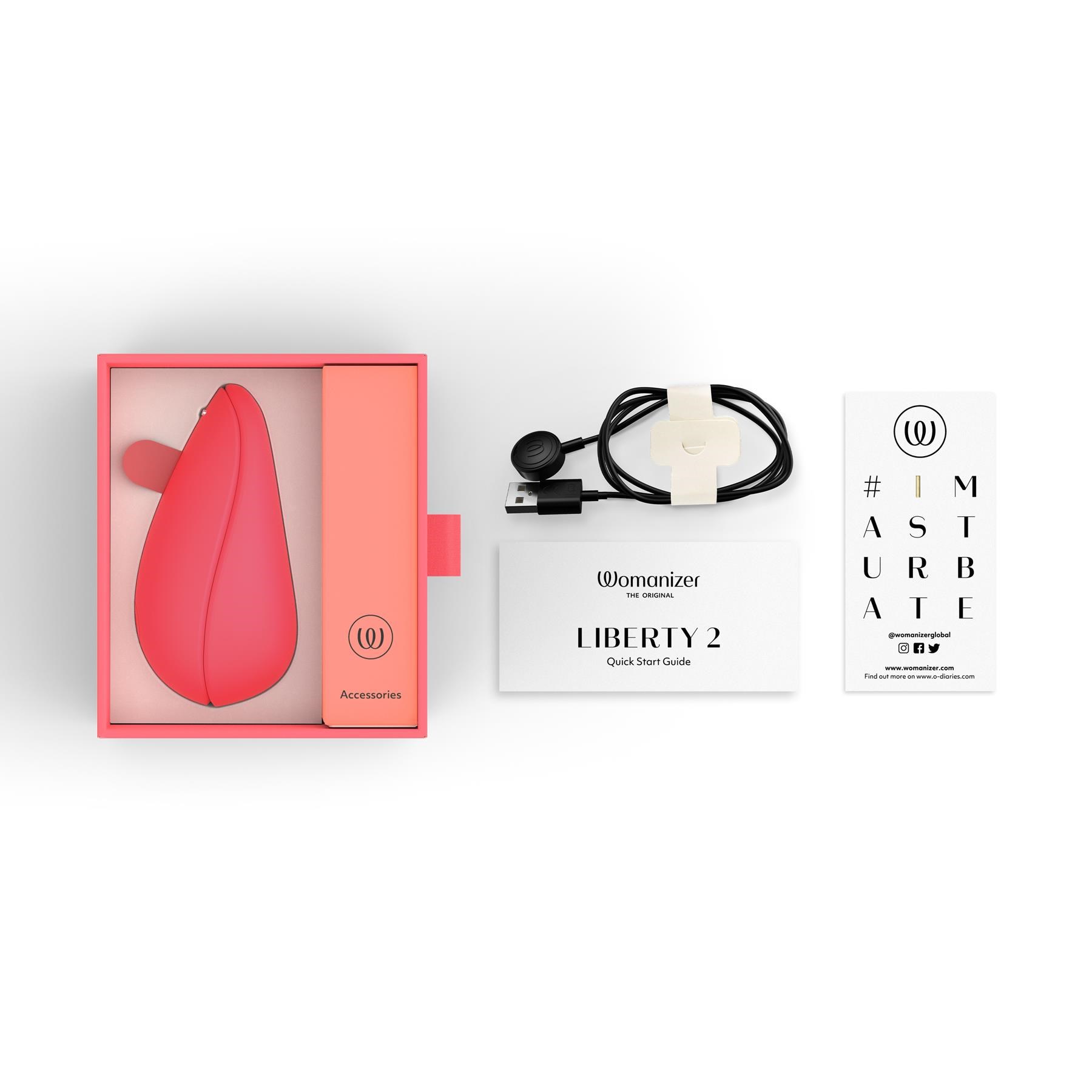 Womanizer Liberty 2 Pleasure Air Clitoral Stimulator- All Components