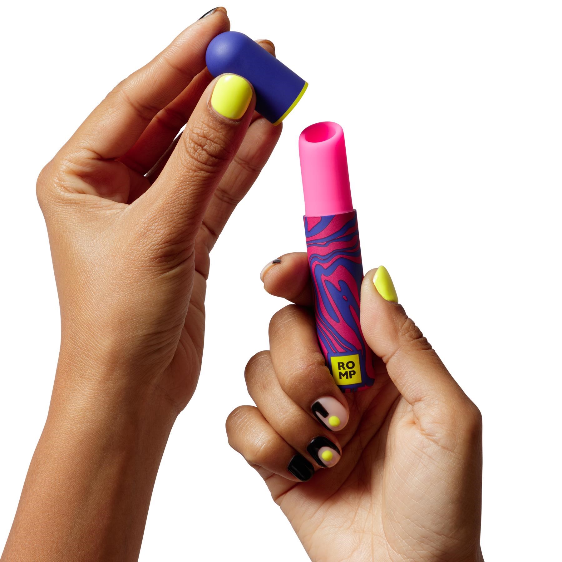 Romp Lipstick Vibrator- Hand Shot to Show Size